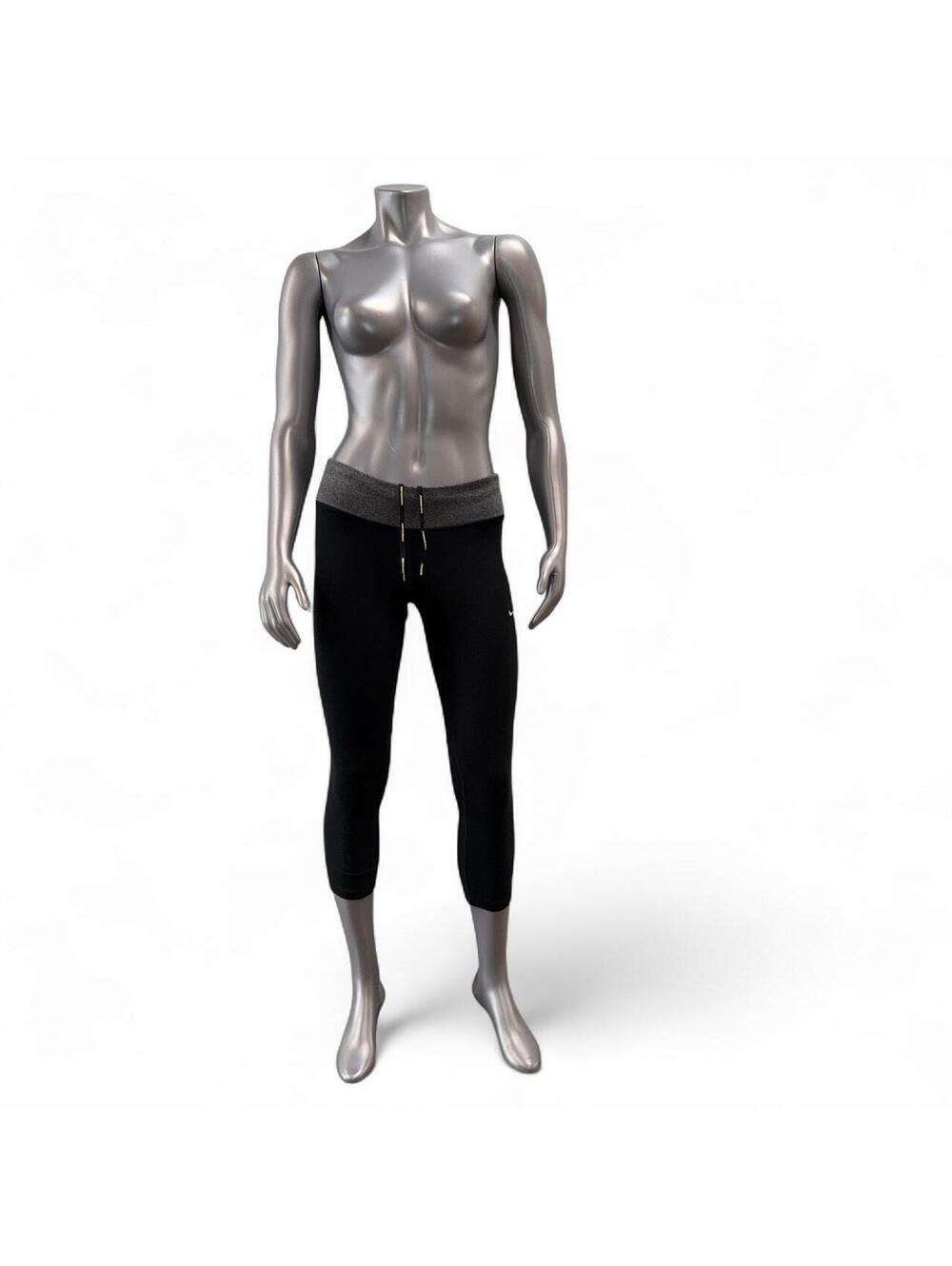Nike Women's Dri-FIT Heathered Capris Running Tights Black Gray Waistband with Z